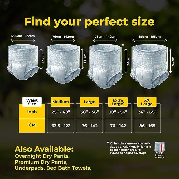 Generic Friends Classic Adult Diapers Pants Style -10 Count/Pack with odour lock and Anti-Bacterial Absorbent Core (Double Extra Large, 50 Count)