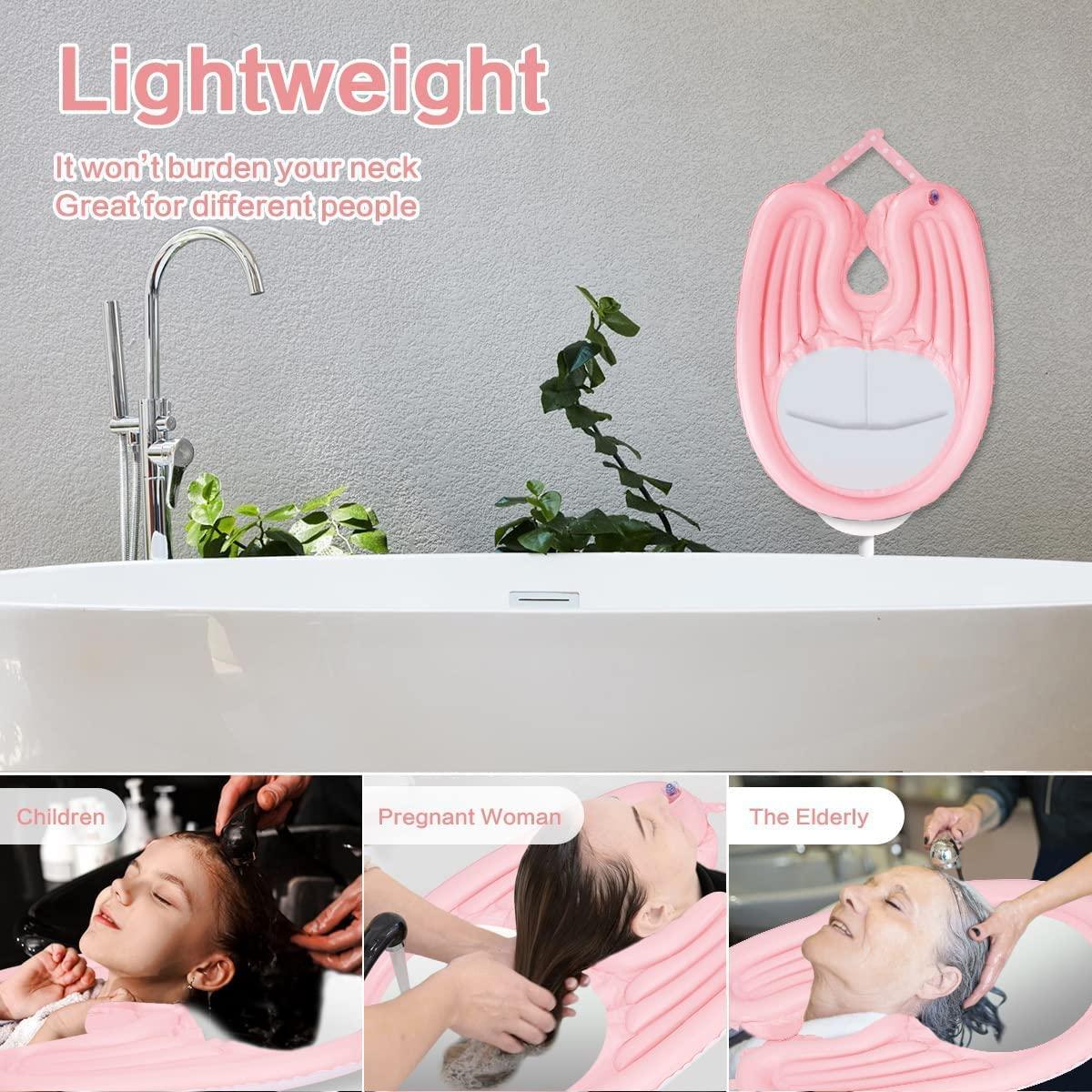 Kixre Kixre Inflatable Shampoo Basin, Portable Hair Washing Tray for Bedside and in Bed, Lightweight Shampoo Basin for Elderly, Disabled, Pregnant, Injured, Bedridden, Handicap