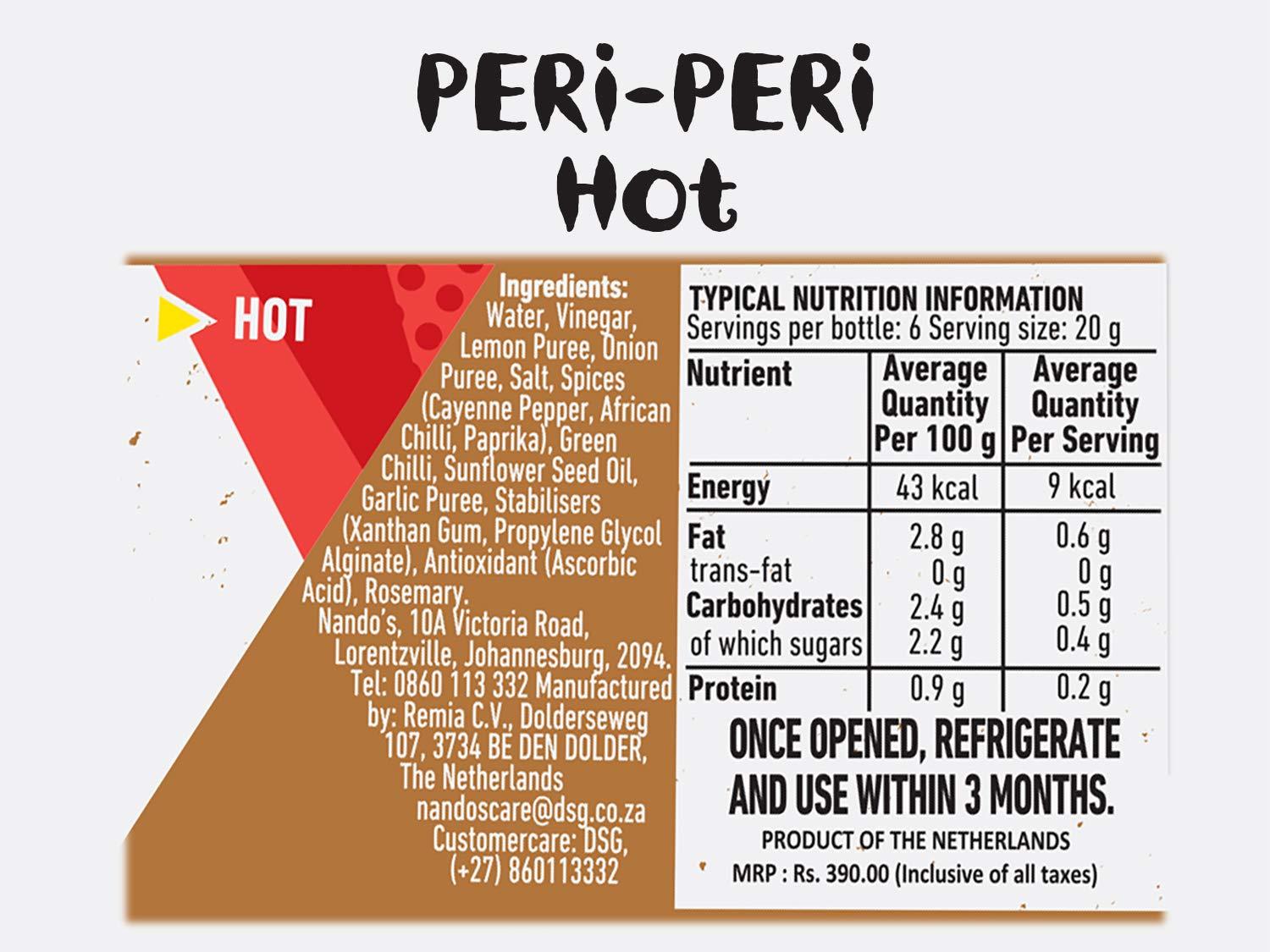 Nando's Nando's Peri Peri Chilli Sauce - Hot, 250g, Product of The Netherlands