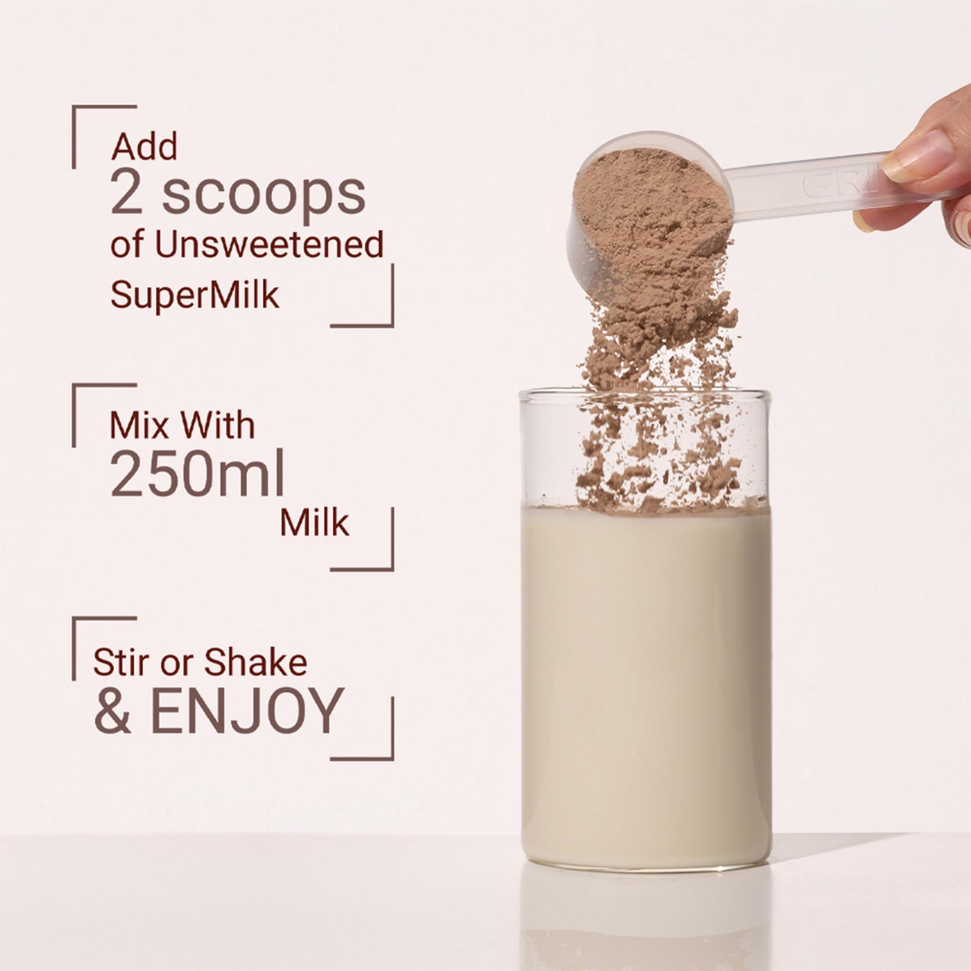 Gritzo Gritzo SuperMilk Daily Nutrition (13+y Teen Athletes), 12g Protein (Double Chocolate, 1kg) | Zero Refined Sugar, 21 Vitamins & Minerals
