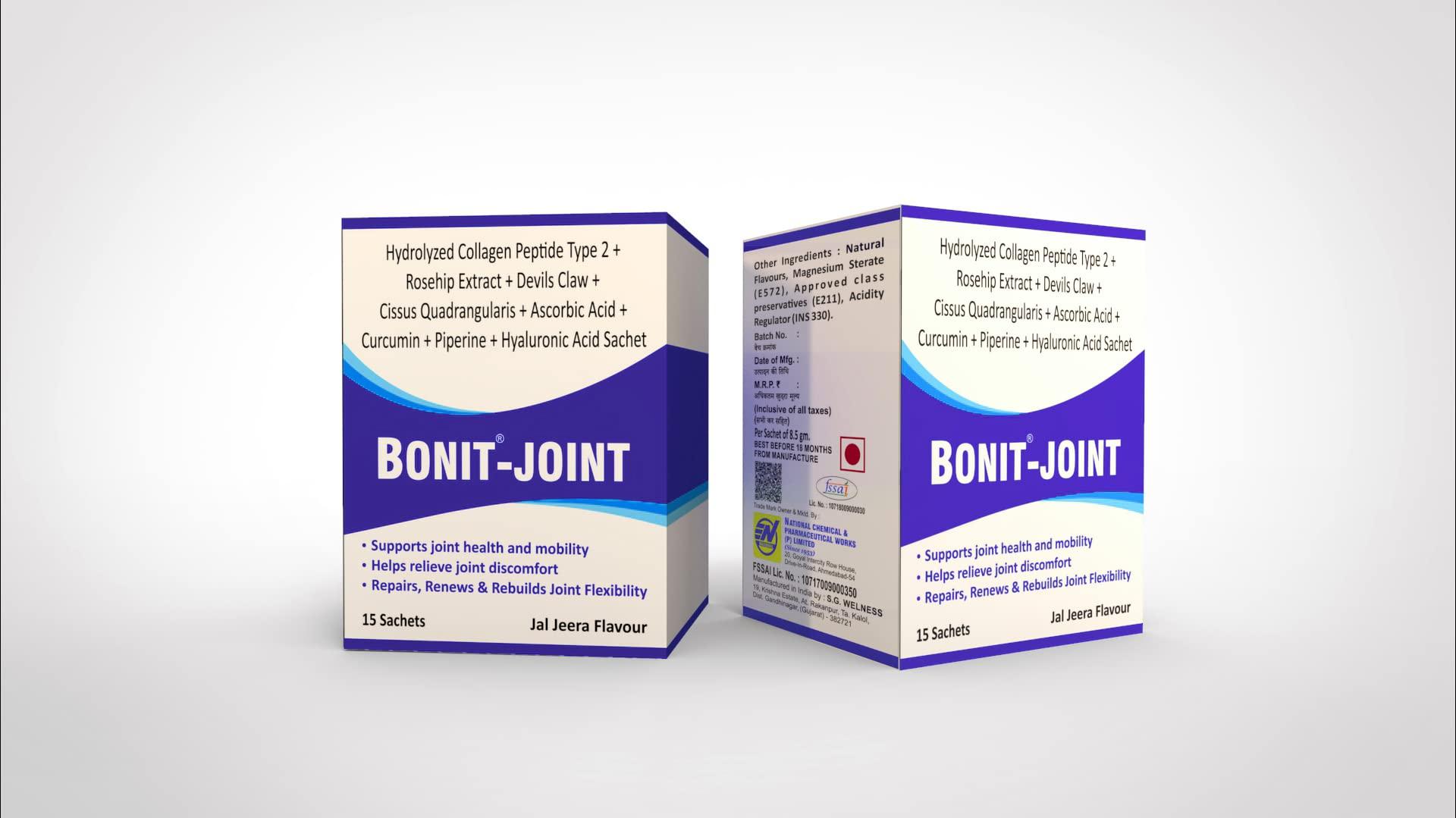 S G WELNESS S G Welness Bonit-Joint | Joint Support Supplement for Flexibility and Mobility | Joint Pain Relief Supplement with Jal Jeera Flavor | Suitable for Men & Women - Pack of 15 Sachet