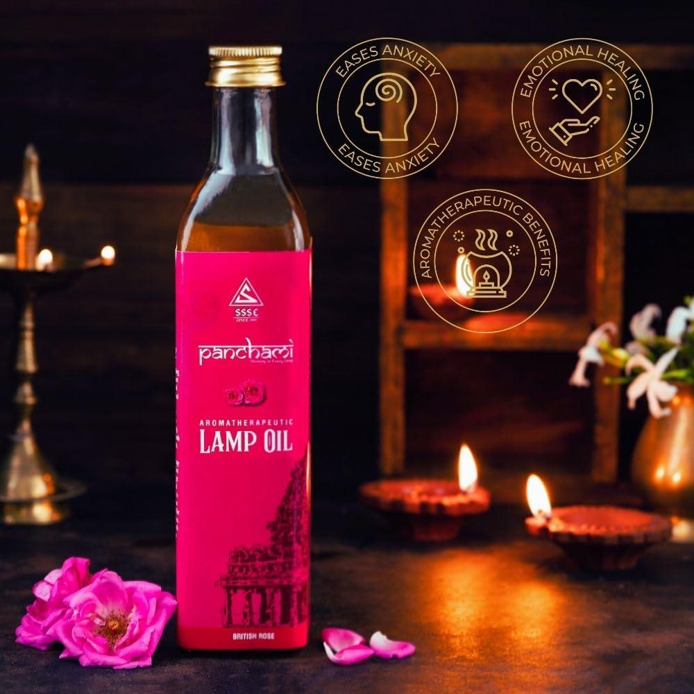 panchami Panchami Sacred Fragrances - Rose Lamp Oil | Inspired from Vedas & Puranas | 100% Natural & Pure Pooja Oil | For Worship & Wellness | 1000 ML