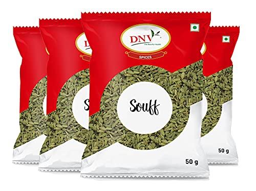 DNV DNV Natural Fennel Seeds / Saunf Anise Seeds 50gm, Pack of 2 - 200gm (50g x 4)