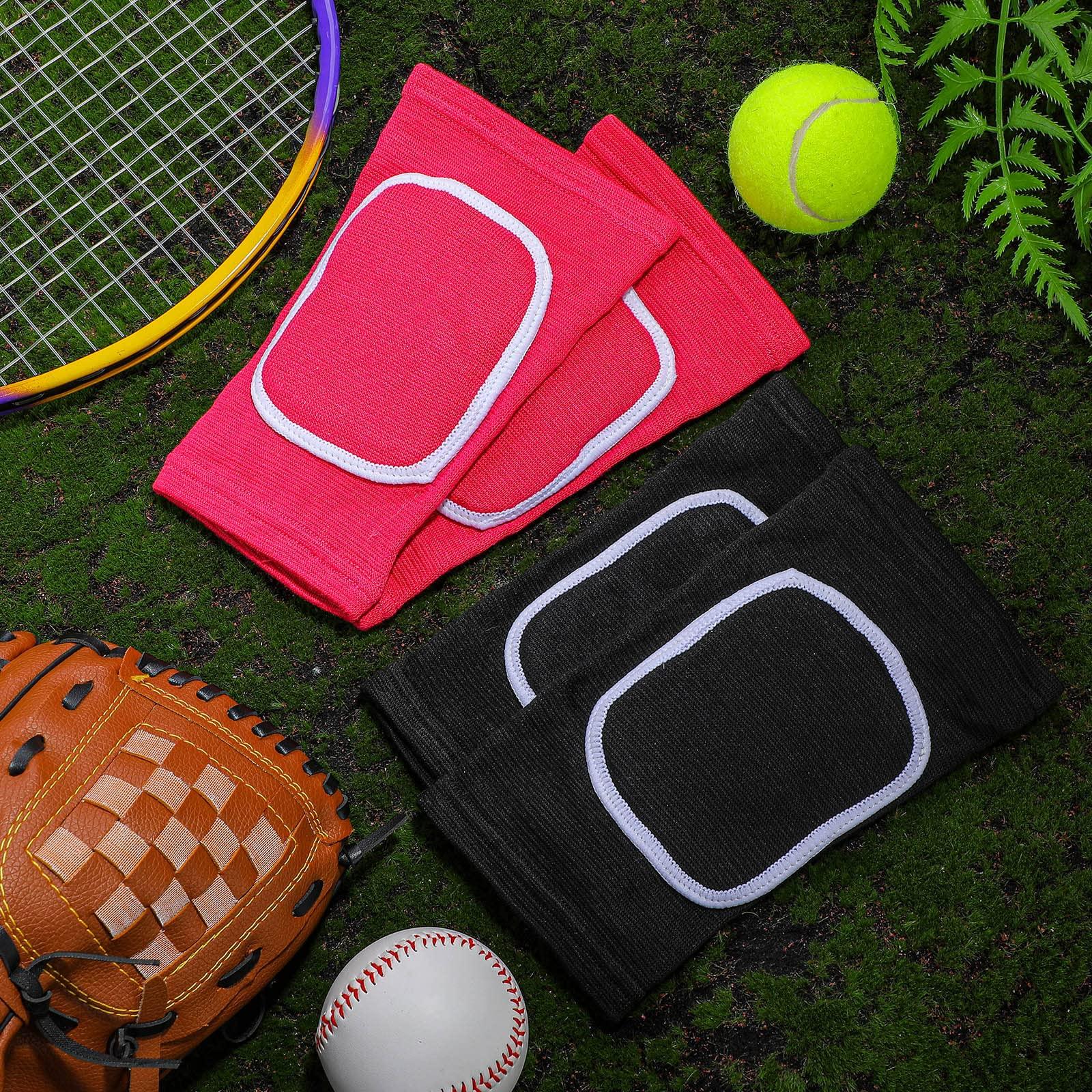 Unittype 2 Pair Elbow Pads Volleyball Breathable Protective Support Gel Pad Elbow Brace Arm Compression Elbow Pads Volleyball Elbow Pads for Teen Girls Boys Basketball Football Skating (Black, Rose Red)