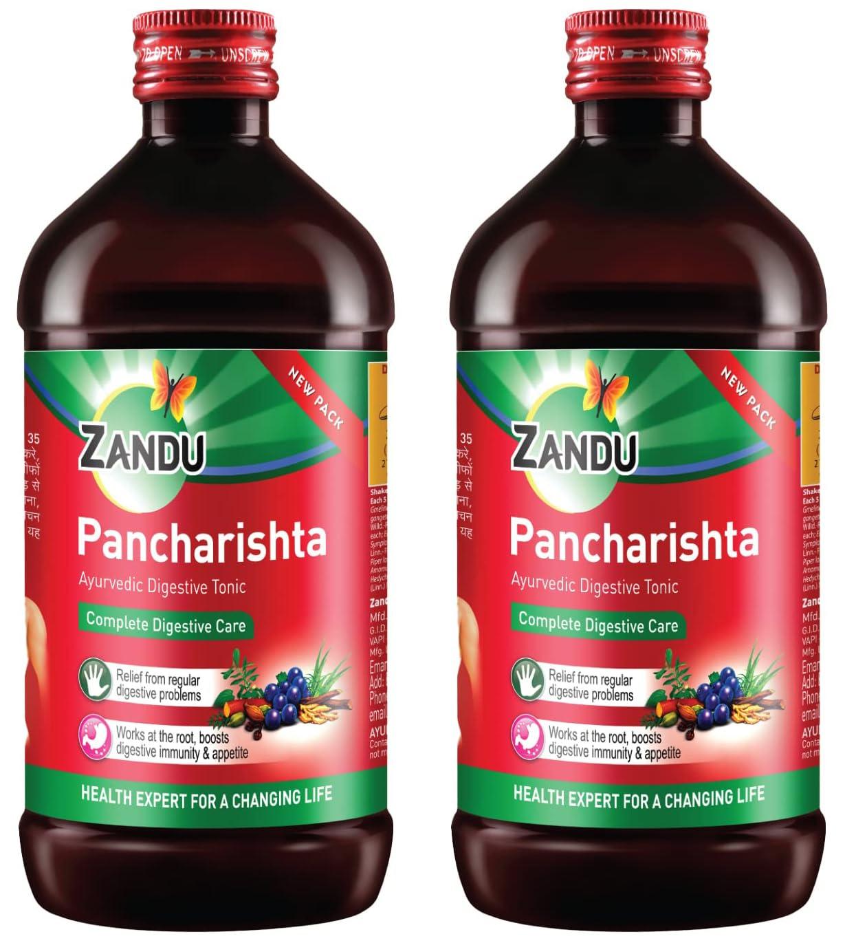 Zandu Zandu Pancharishta 650ml, Ayurvedic Tonic, Relief from disgetive problems like Acidity, Constipation and Gas, boosts digestive immunity (Pack of 2)