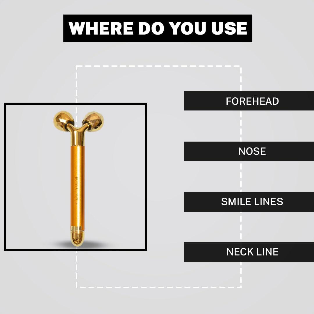 HOUSE OF BEAUTY House of Beauty 3D Face Massager Beauty Bar, Y-shaped Roller - Combination Sculptor (Golden)