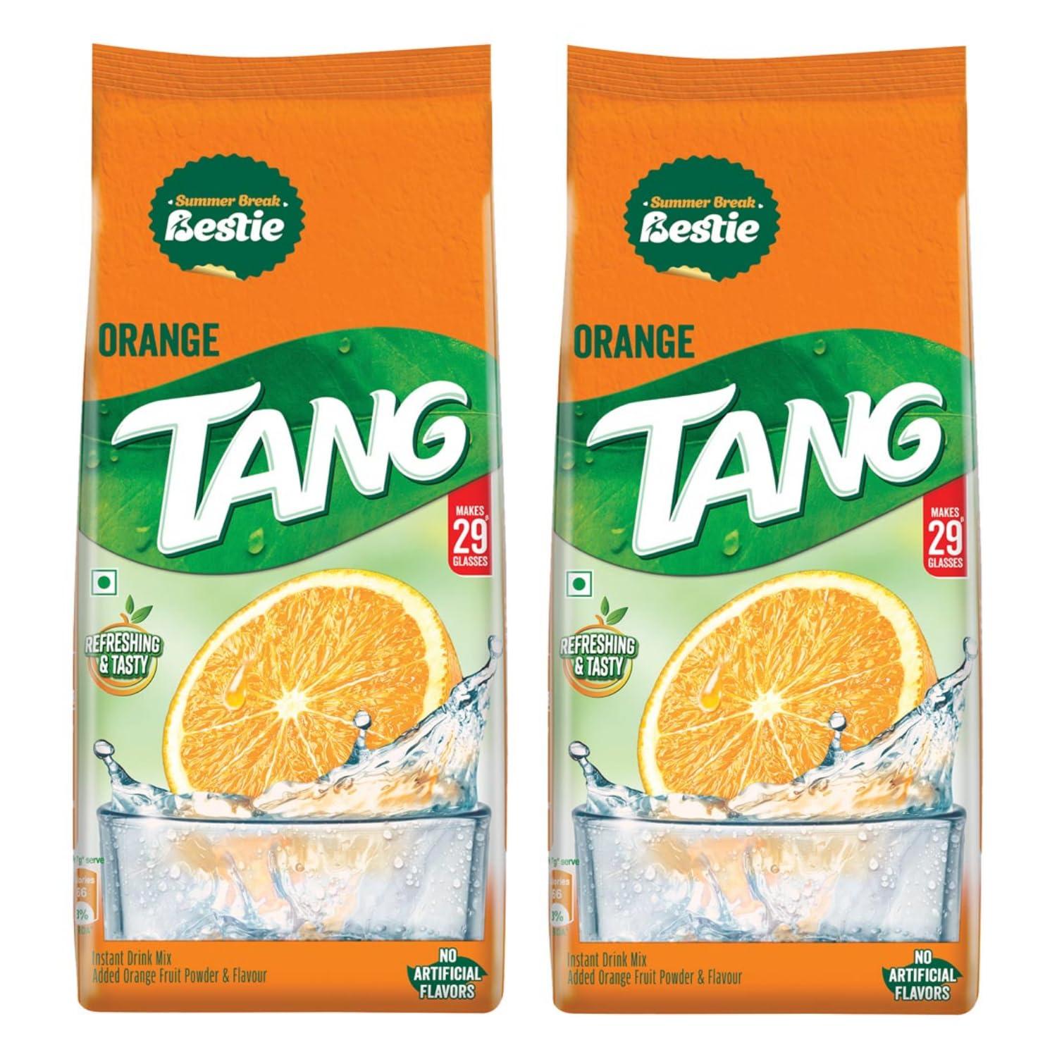 Tang Tang Instant Drink Mix - Orange, 500 g - Pack of 2 with 4 Popsicle moulds