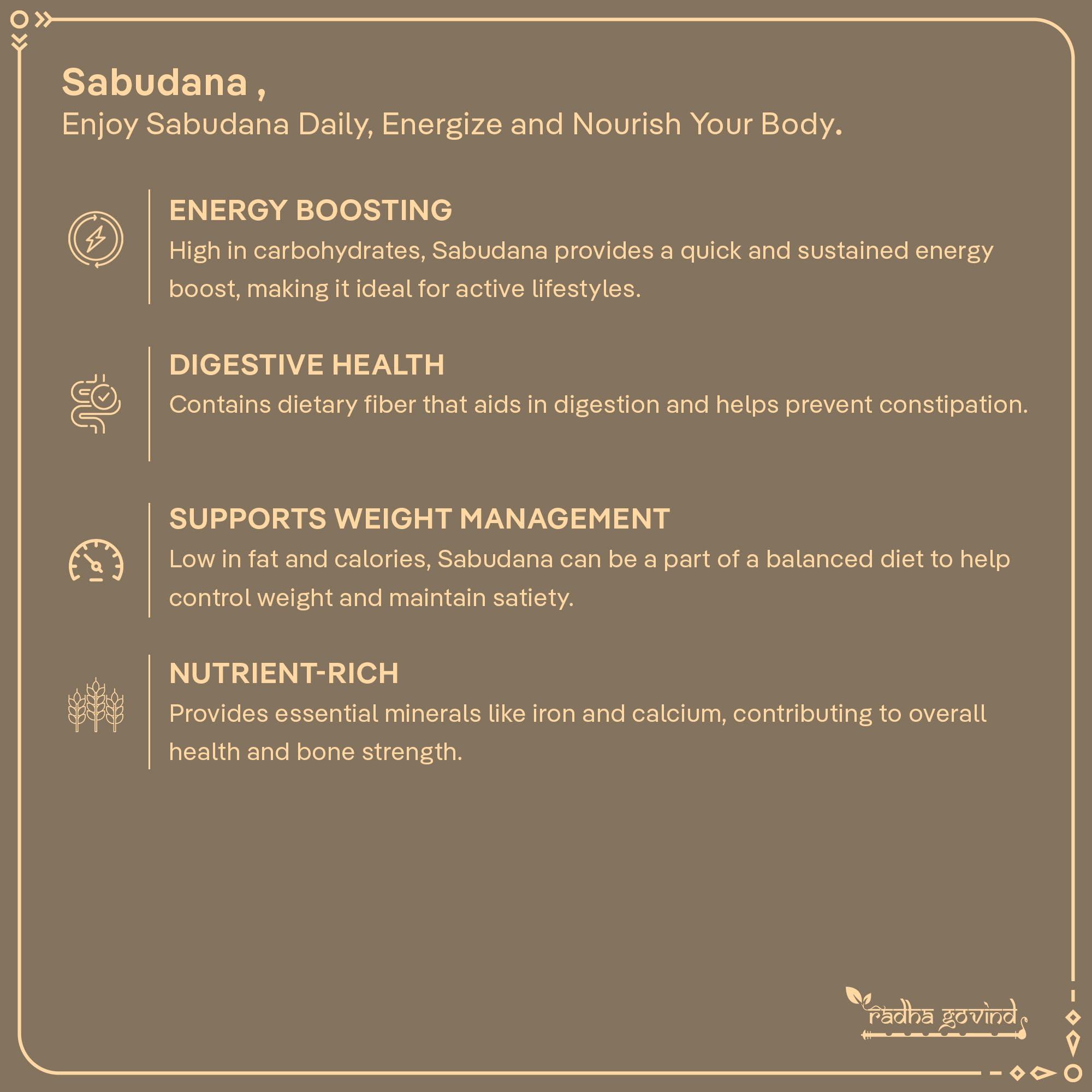 RADHA GOVIND Radha Govind Organic Sabudana | Sago | Tapioca 1000 Gram