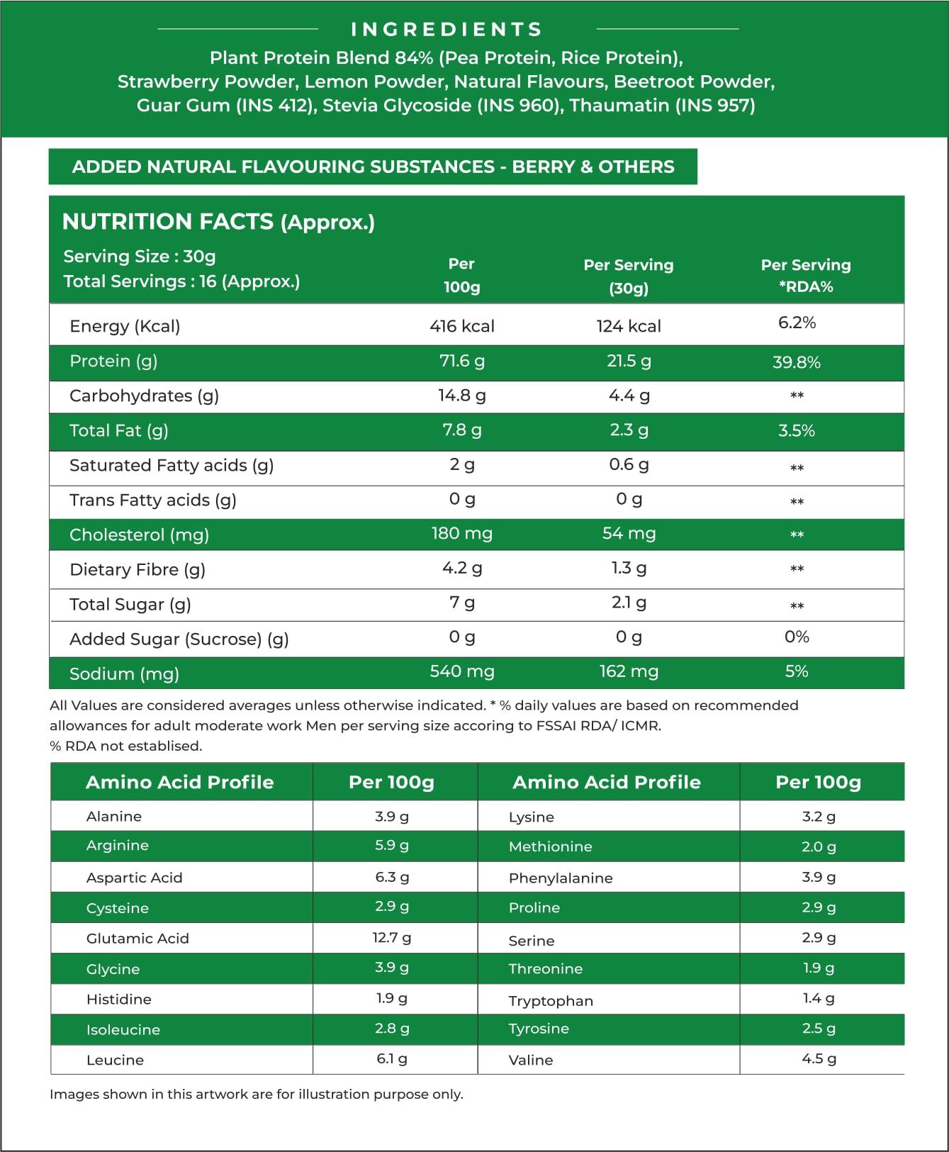 NATURALTEIN NATURALTEIN 100% Natural Plant Protein Berry (22.1 G Protein)