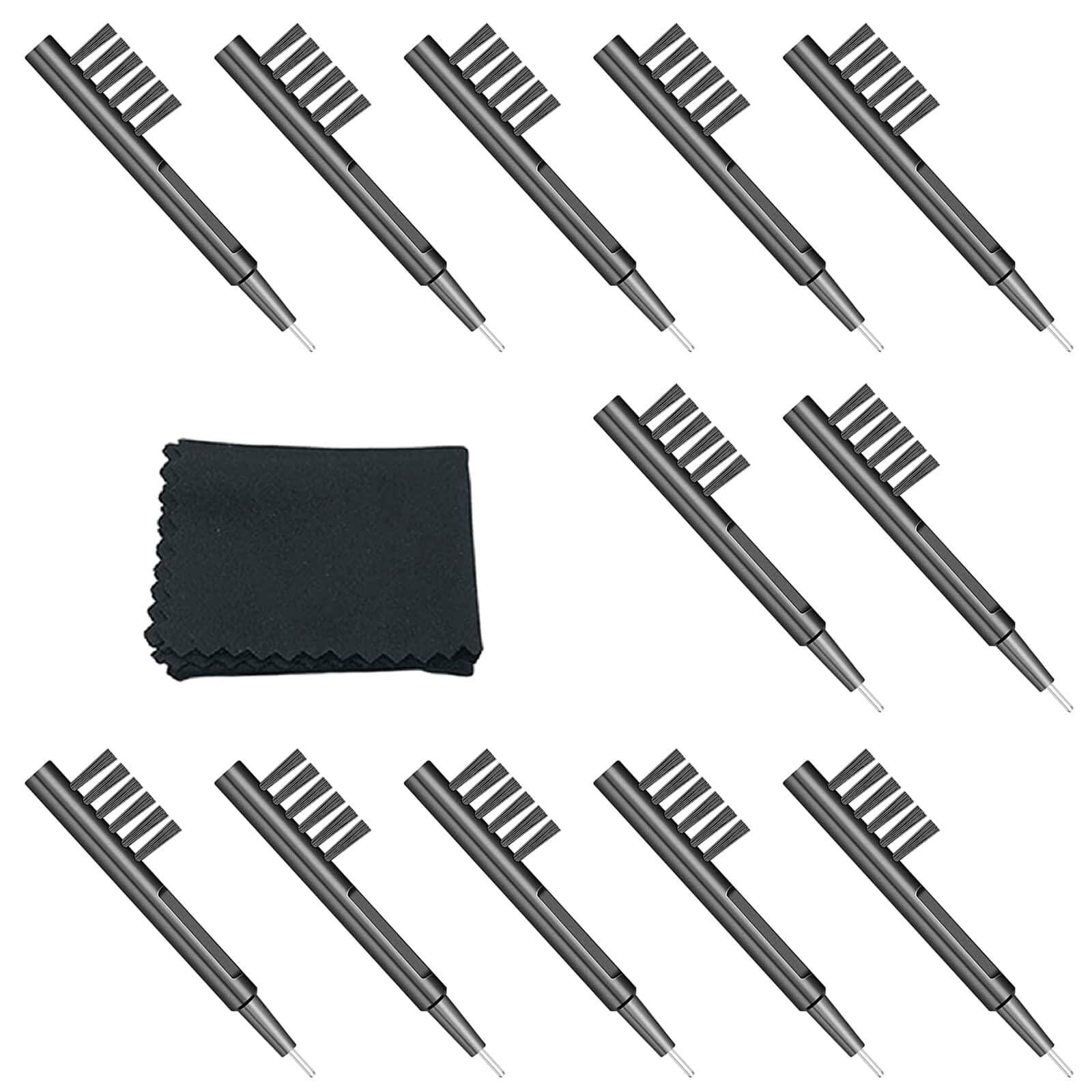 Elonvoc 12 Pieces Hearing Aid Cleaning Brush Hearing Amplifier Brushes with Wax Loop and Magnet Suitable for Earbuds,Headphones,Airpods Cleaner Brush Kits with Cleaning Cloth