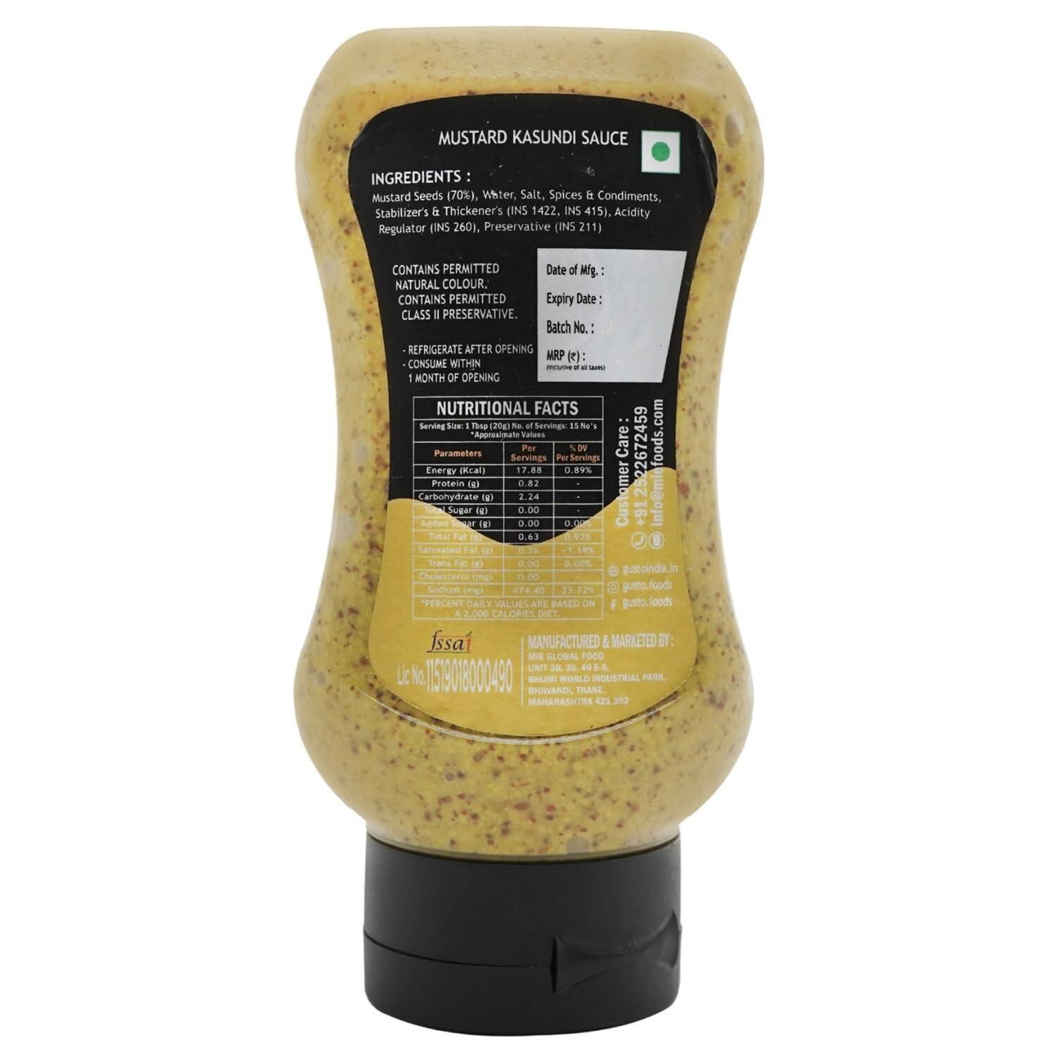 Gusto Foods Gusto Foods Mustard Kasundi Sauce 300g | Authentic Pungent Mustard Sauce | Traditional Bengali Mustard Sauce