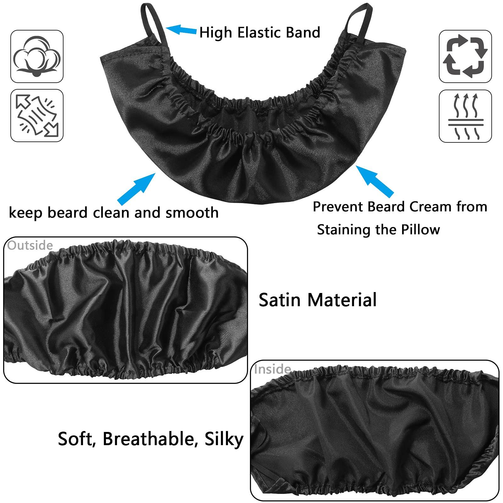 MIKIMIQI MIKIMIQI Beard Bandana, 3 Pack XL Size Men Beard Bib Black Beard Covers Soft and Silky Satin Facial Hair Apron Guard Bonnet Rag Man Bedtime Bib Beard Cap, Oversize for Big and Long Beard