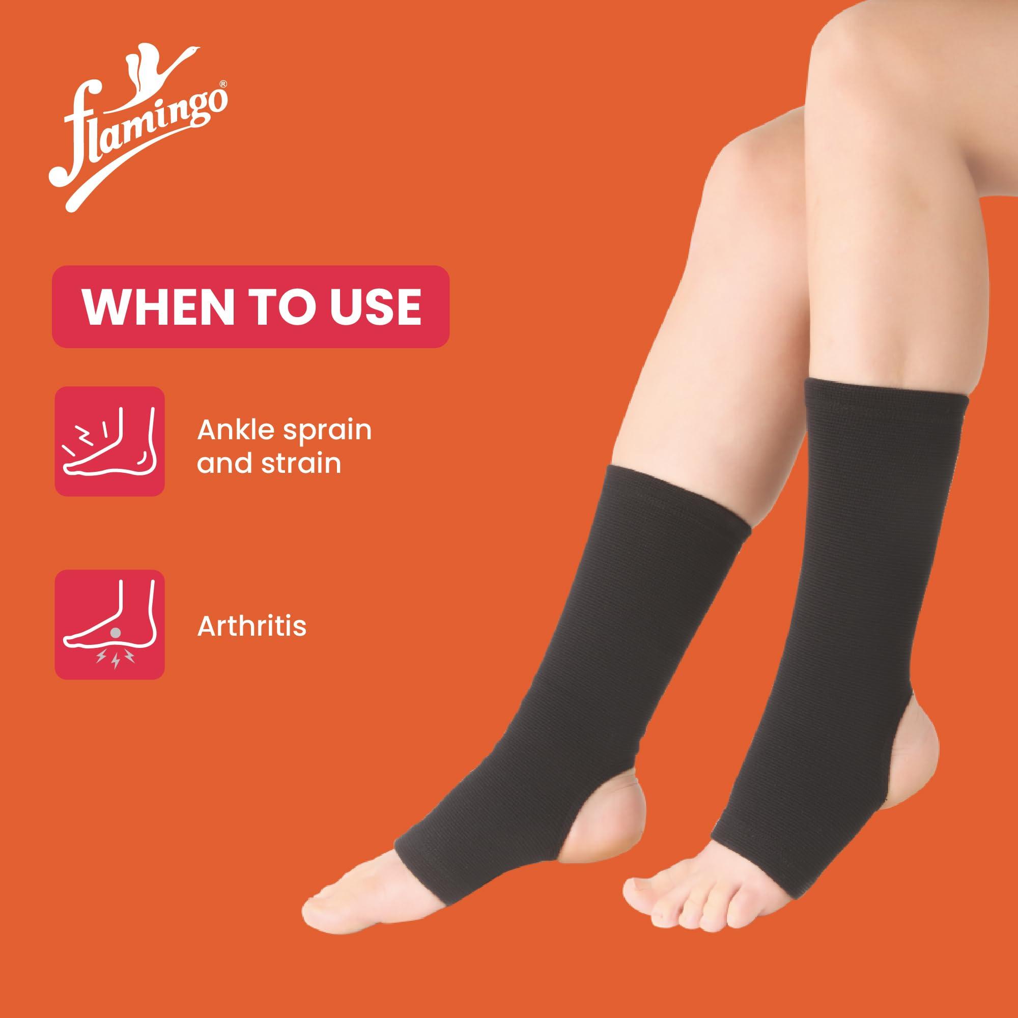 Flamingo Flamingo Anklet Ankle Support Compression Brace for Sprained Ankle, Achilles Tendon, Plantar Fasciitis, Arthritic Pain | Ankle Band Pain Relief Recovery For Men & Women (Pair) | Color-Black | Size-XL