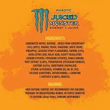 Monster Energy Monster Khaotic Energy + Juice Carbonated Energy Drink, 16.91 fl oz 500 ml, 12 Pack