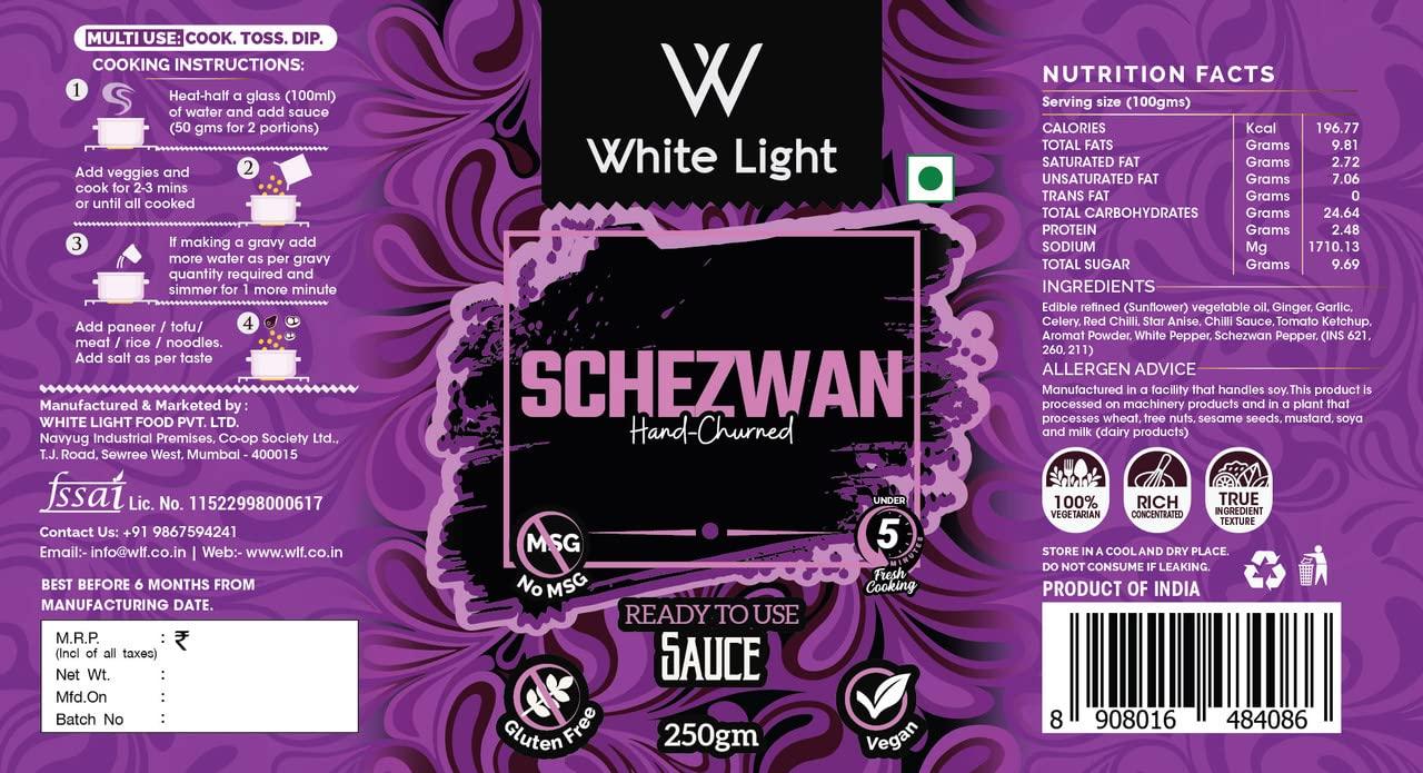 White Light Food White Light Food Schezwan Sauce l Vegan and Natural Ingredients l Ready to Eat Healthy Food (250g) (Pack of 1)