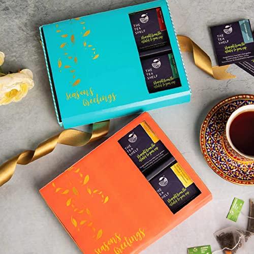 The Tea Shelf The Tea Shelf Gala Green Tea Gift Box | Premium Festive Tea Gift Set for Family and Friends | Gift Good Health | 100% Natural Ingredients | Healthy Gift Hampers| Green Tea Gift Hamper