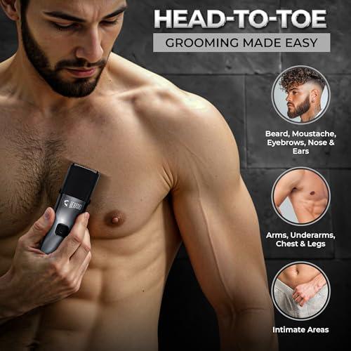 BEARDO Beardo Chrome Beast Multipurpose Full Body Groomer Trimmer Set For Men | 40 Length Settings | 8 attachments | Beard/Hair/Body/Precision/Ear/Nose Trimmer|With Dock|90 min. run time | All-in-1 trimmer | Gift For Brother | Gift For Friends