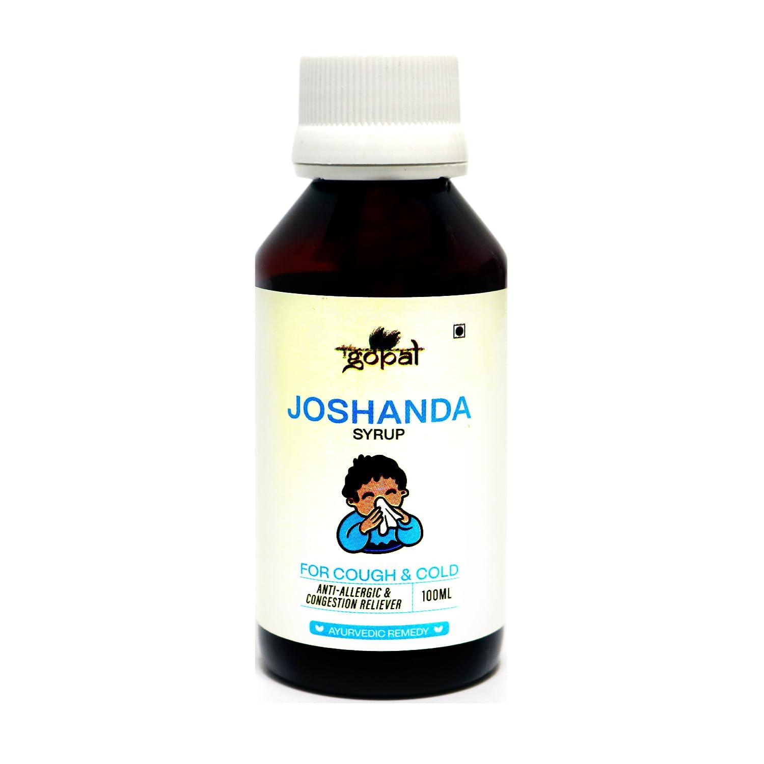 Gopal Ayurvedic Center RamGopal Joshanda Syrup 100ml Relief From All Types Of Cough & Cold | Relief Against Cough & Cold | 14 Herbs | Goodness Of Mulethi, Gauzban, Unaab, Munnaka, Banafsha