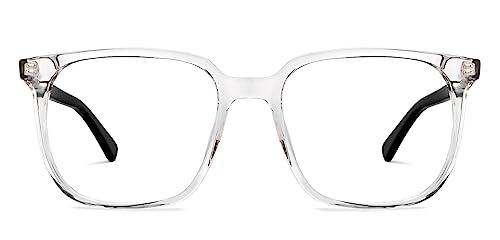 LENSKART BLU LENSKART BLU | Zero Power Blue Cut Computer Glasses | Anti Glare, Lightweight & Blocks Harmful Rays | UV Protection Specs | Transparent Black | Men & Women | Large | LB E16063