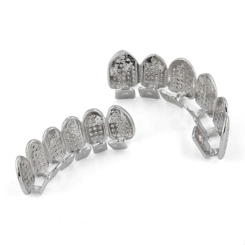 LOOM TREE LOOM TREE 18K Platinum Plated Teeth Grill Mouth Caps Up Bottom Teeth Grills Set 1 | Fashion Jewelry | Body Jewelry | Grillz Dental Grills |
