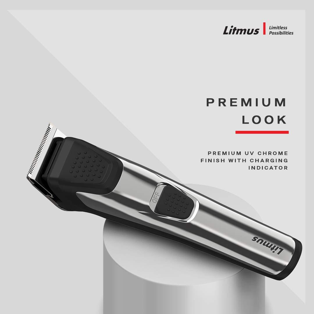 Litmus LITMUS Men Precision Beard Trimmer PT-101(Luxury Edition, Chrome), Waterproof | Corded & Cordless | Run Time: 70 Mins
