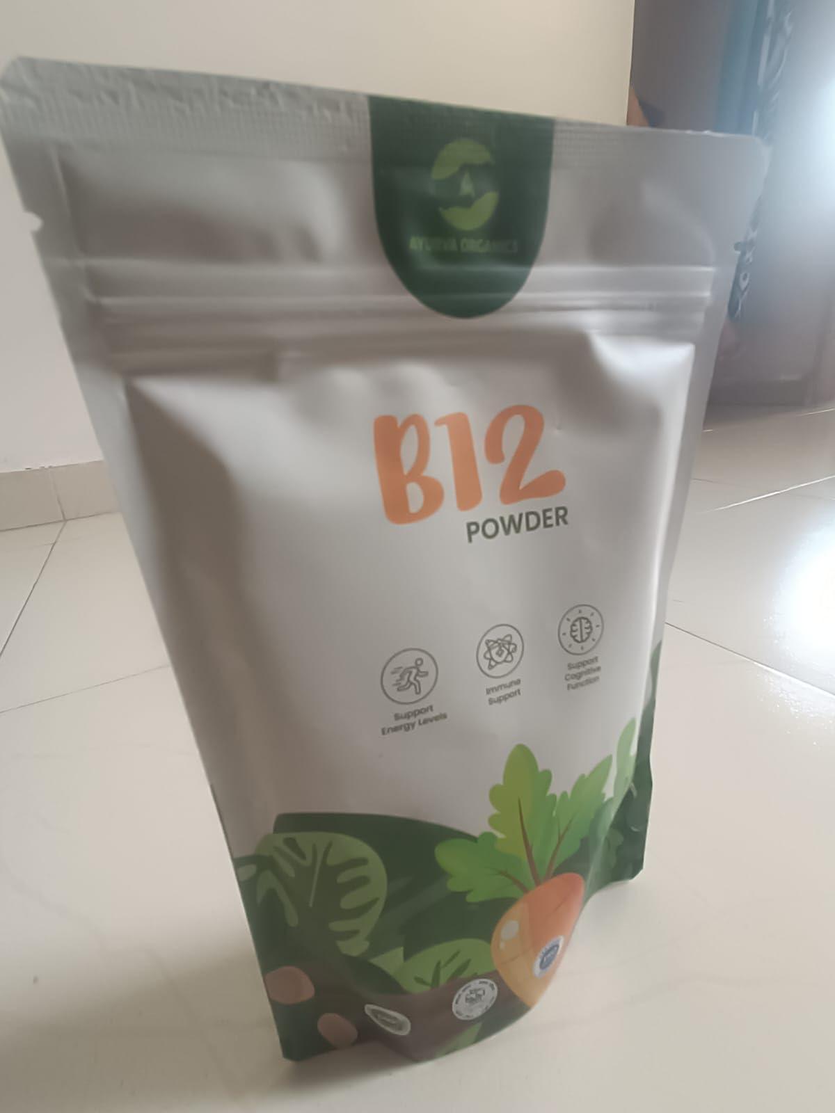 AYURVA ORGANICS AYURVA ORGANICS B12 Powder Vitamin B12 Green Food Powder For Men & Women | Plant Based B12 Powder.