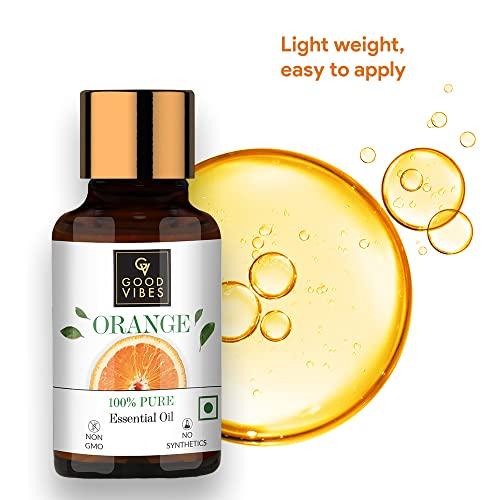 Good Vibes Good Vibes Orange 100% Pure Essential Oil, 10 ml | Skin Brightening, Anti-Acne, Hair Growth | For Skin & Hair | 100% Natural, No GMO, No Synthetics, No Animal Testing