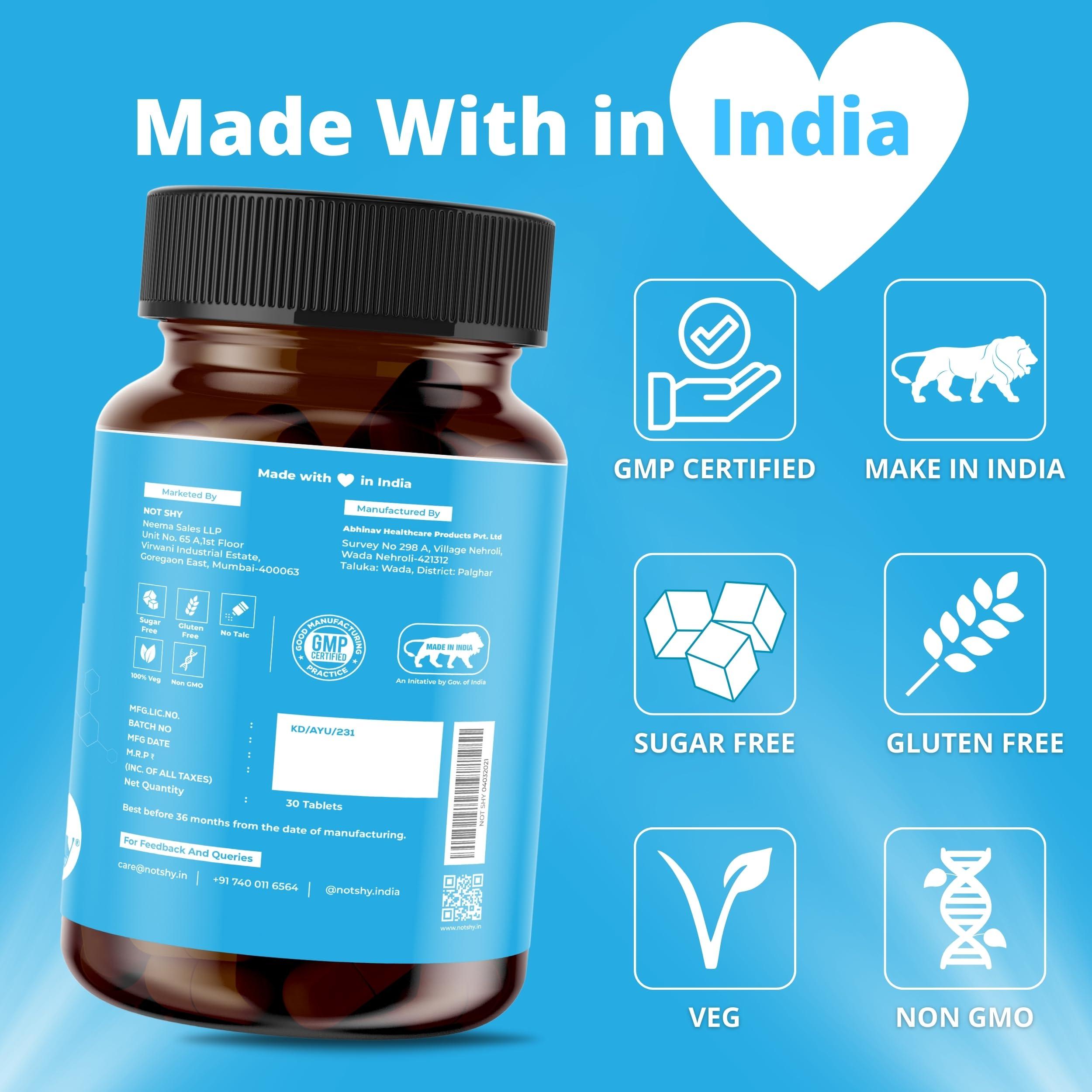 TABB-69 TABB-69 Notshy | Ayurvedic Supplement With Ashwagandha, Kaunch Beej Safed Musli Extracts, | 1 Bottle Of (30 Tablets)