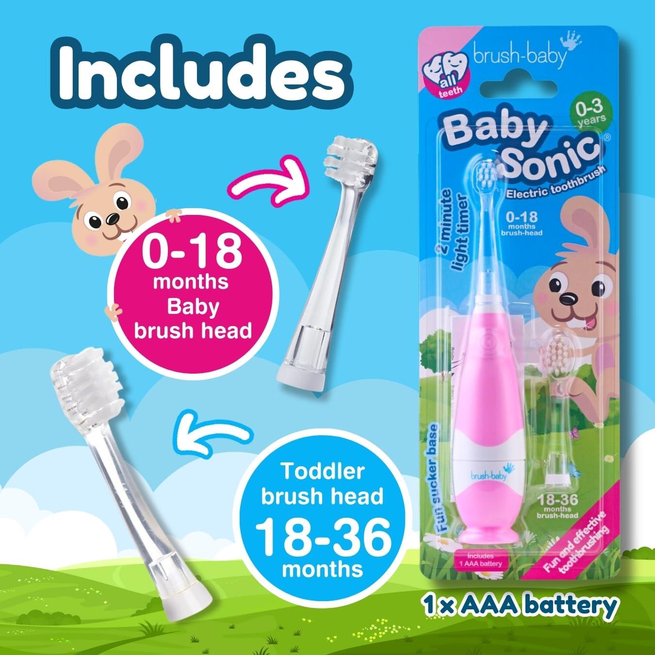 Brush-Baby Brush-Baby BabySonic Electric Toothbrush for 0-36 Months - Pink