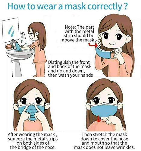 NightCare 3 Ply Disposable Face Mask Universal Breathable & Comfortable Non Surgical Safety Mask with Earloop & Nose Pin (100 Pcs)