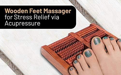 Iwud Iwud Wooden Foot Roller Massager, Handle Manual Massager, Face and Neck Massager, Jimmy Massager, Ball Massager Acupressure Ball Massager Pain Relief Combo Kit, Set of 8