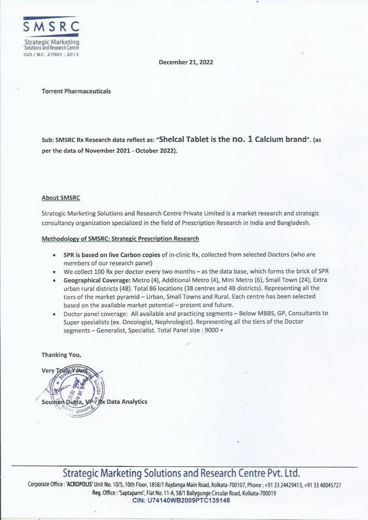 Torrent Torrent Shelcal 500 Calcium Tablets With Vitamin D3 | For Healthy And Strong Bone, Joint & Muscles | India\'S No.1 Doctor\'S Prescribed Calcium Supplement - 75 Tab - Torrent Pharma