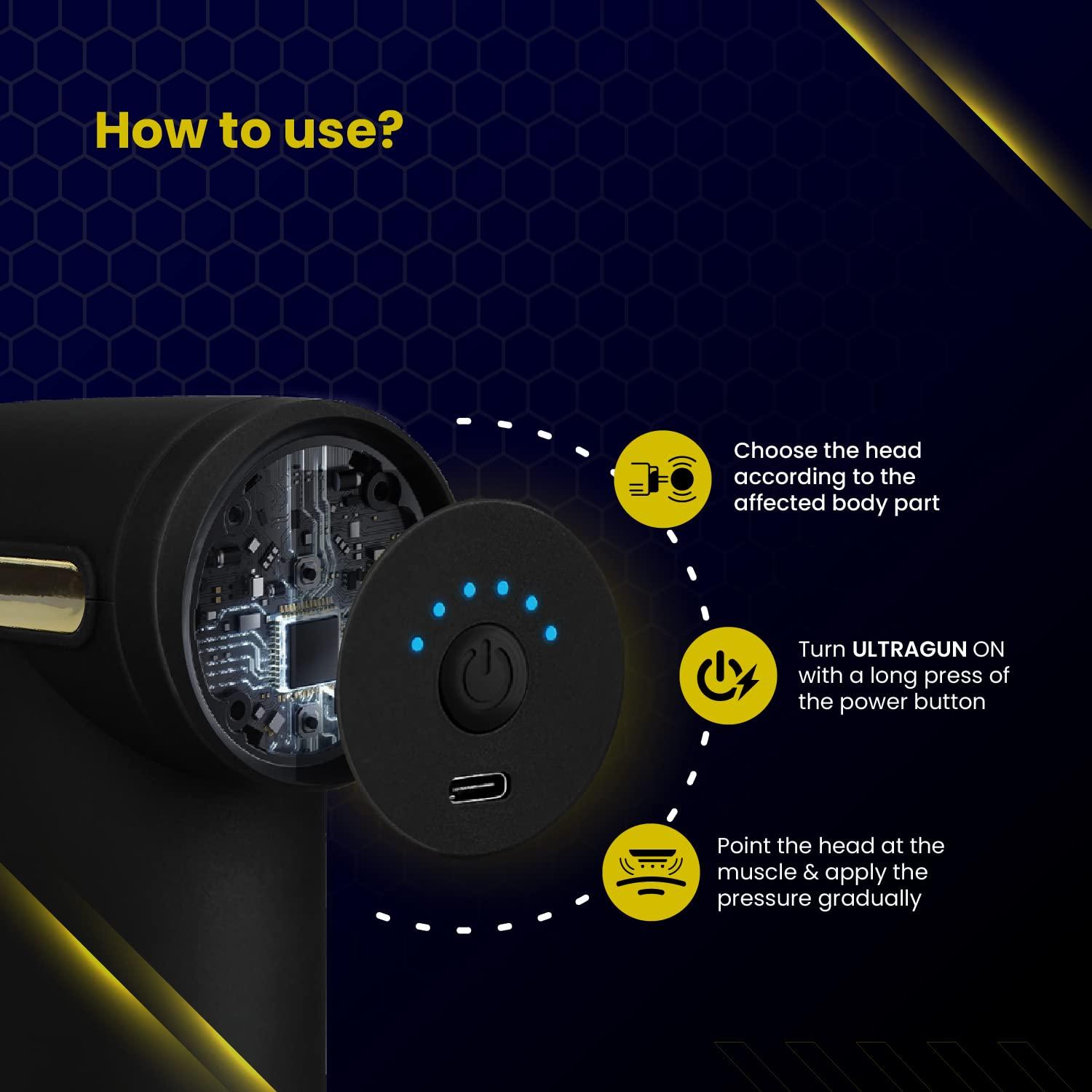 THE VENTI THE VENTI Ultragun Massage Gun For Full Body Relaxation, Deep Tissue Percussion Massager Machine For Muscle Relaxation, Battery Powered&Handheld For Neck, Shoulder Back, Foot(Random Color)