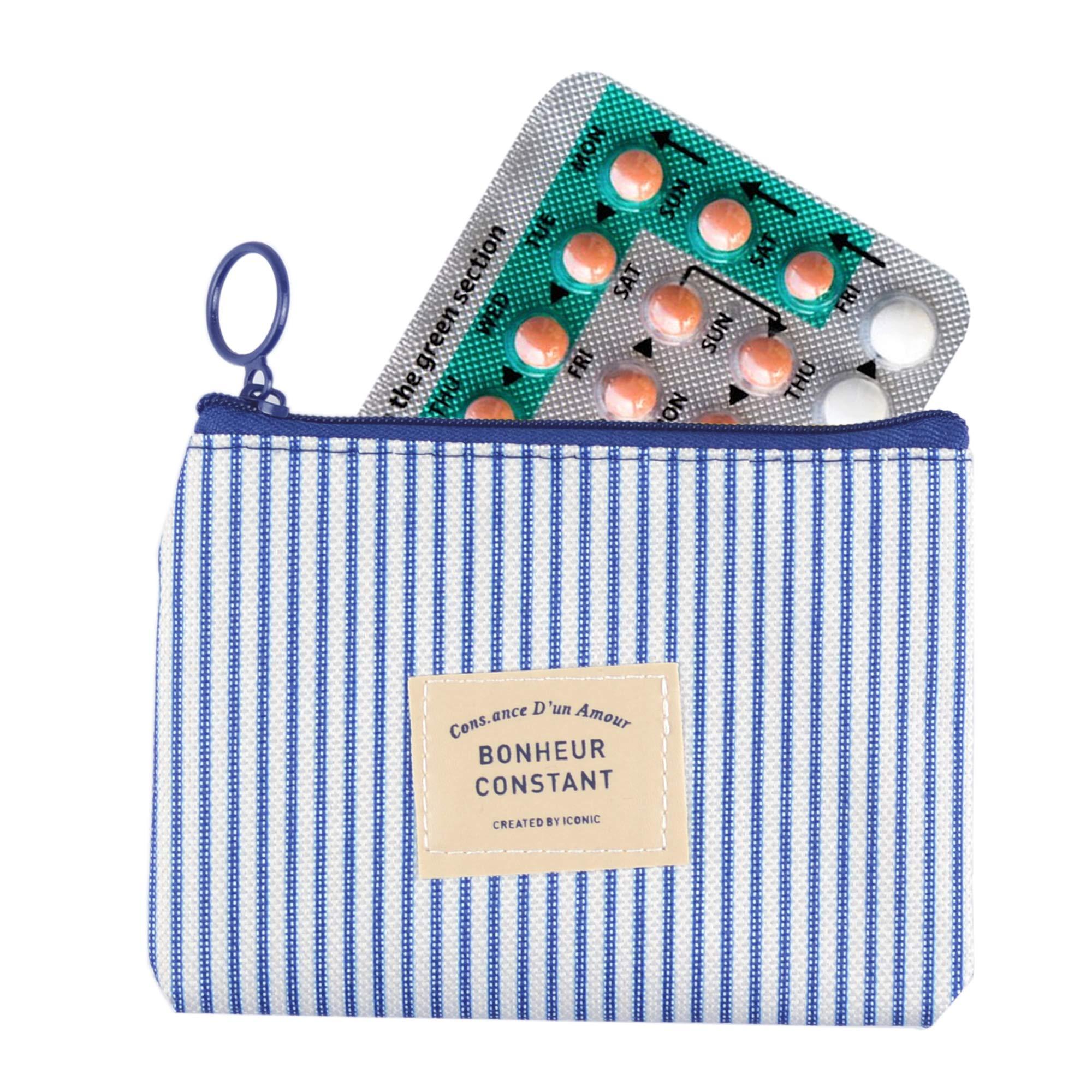 pinklilycare 2 Pack Birth Control Pill Cases with 3\"4\" for Women Privacy Protection Contraceptive Medicine Case Holder Packet Sleeve Pocket Pouch Wallet