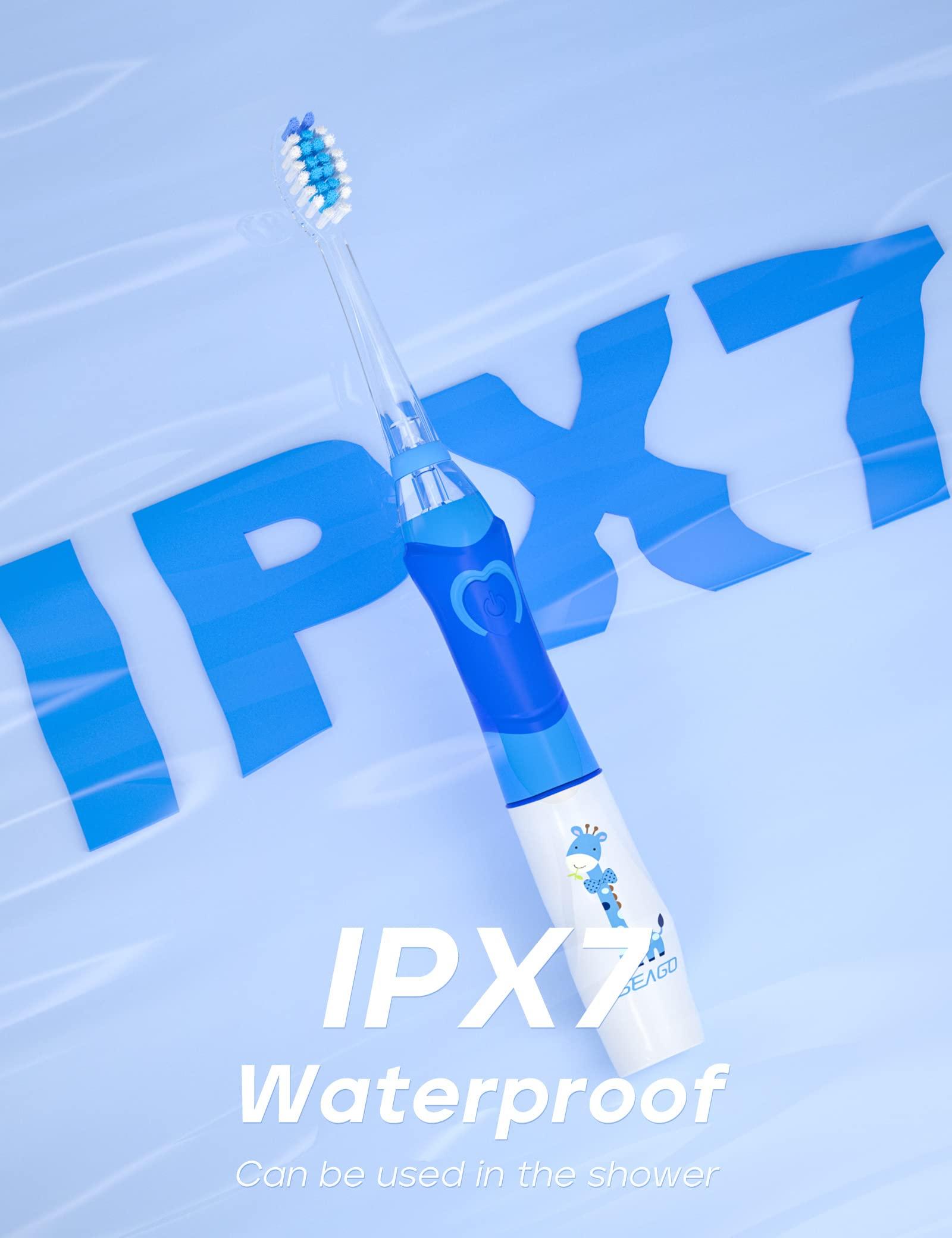 seago Seago Kids Electric Toothbrush, Sonic Battery Power Toothbrushes Toddler Electric Toothbrush with 8 Replacement Brush Heads, Rainbow LED Light for Junior Boys and Girls Ages 3+