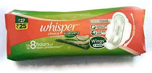 P&G Whisper Choice Aloe Vera Freshness (7 Pads) - Pack of 4 Packets