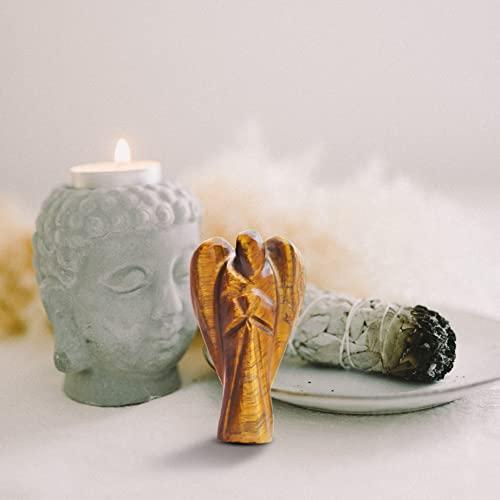 Reikved Crystal Angel Figurine - Guardian Angel - Crystal Pocket Angel - Pocket Guardian Angel - Healing Crystal for Good Luck - For Prayer Peace - Size 2 Inch Approx. (Tiger Eye Angel)
