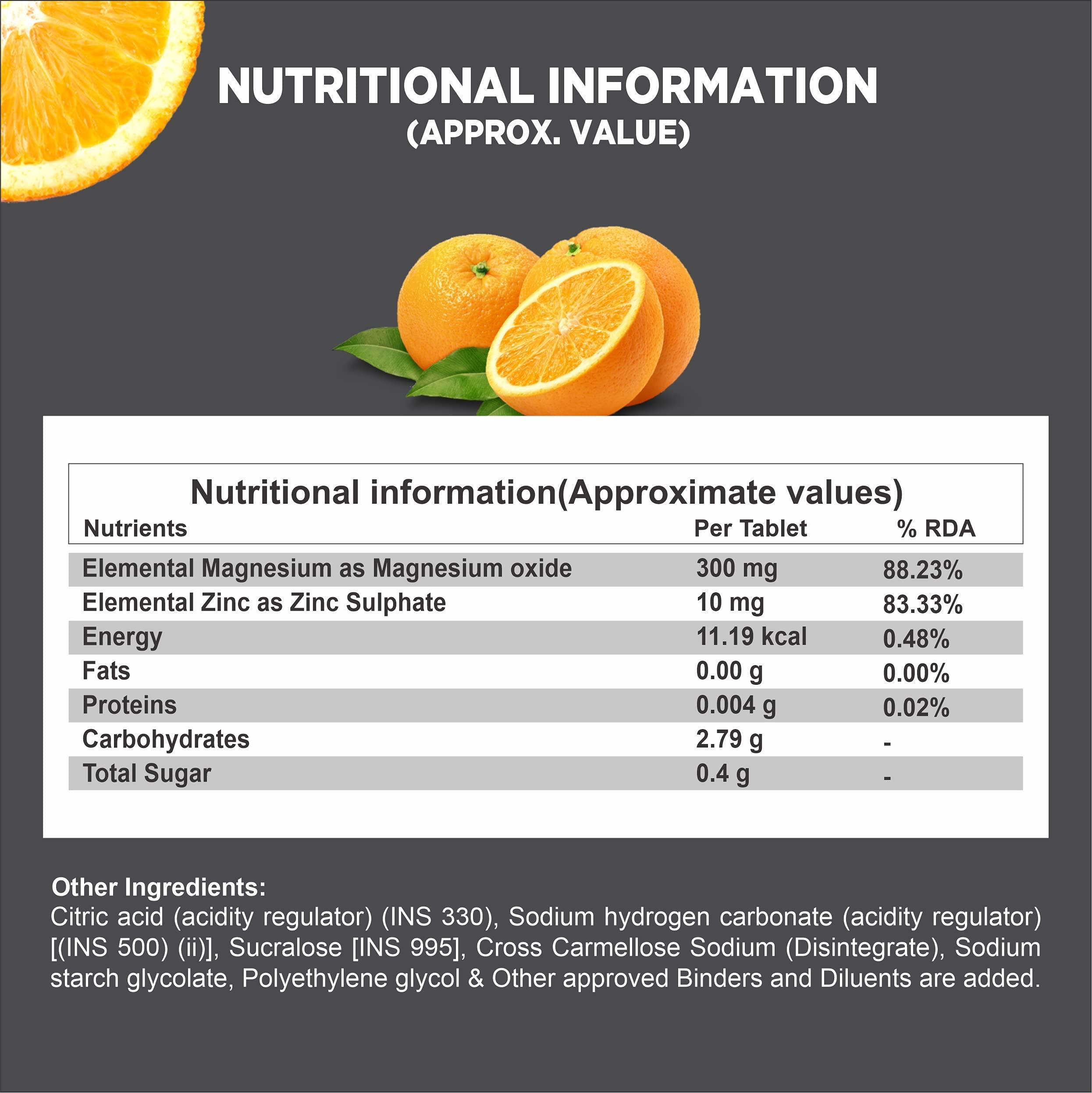 GDM NUTRACEUTICALS LLP GDM Magnesium+ Zinc Effervescent Tablets | Helps defeat daily stress | Promotes restful sleep | 40 Tablets, Orange Flavor