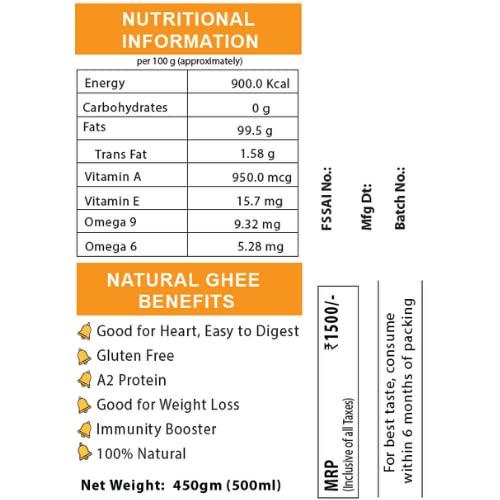 V-Rich A2 Desi Cow Ghee (250ml)