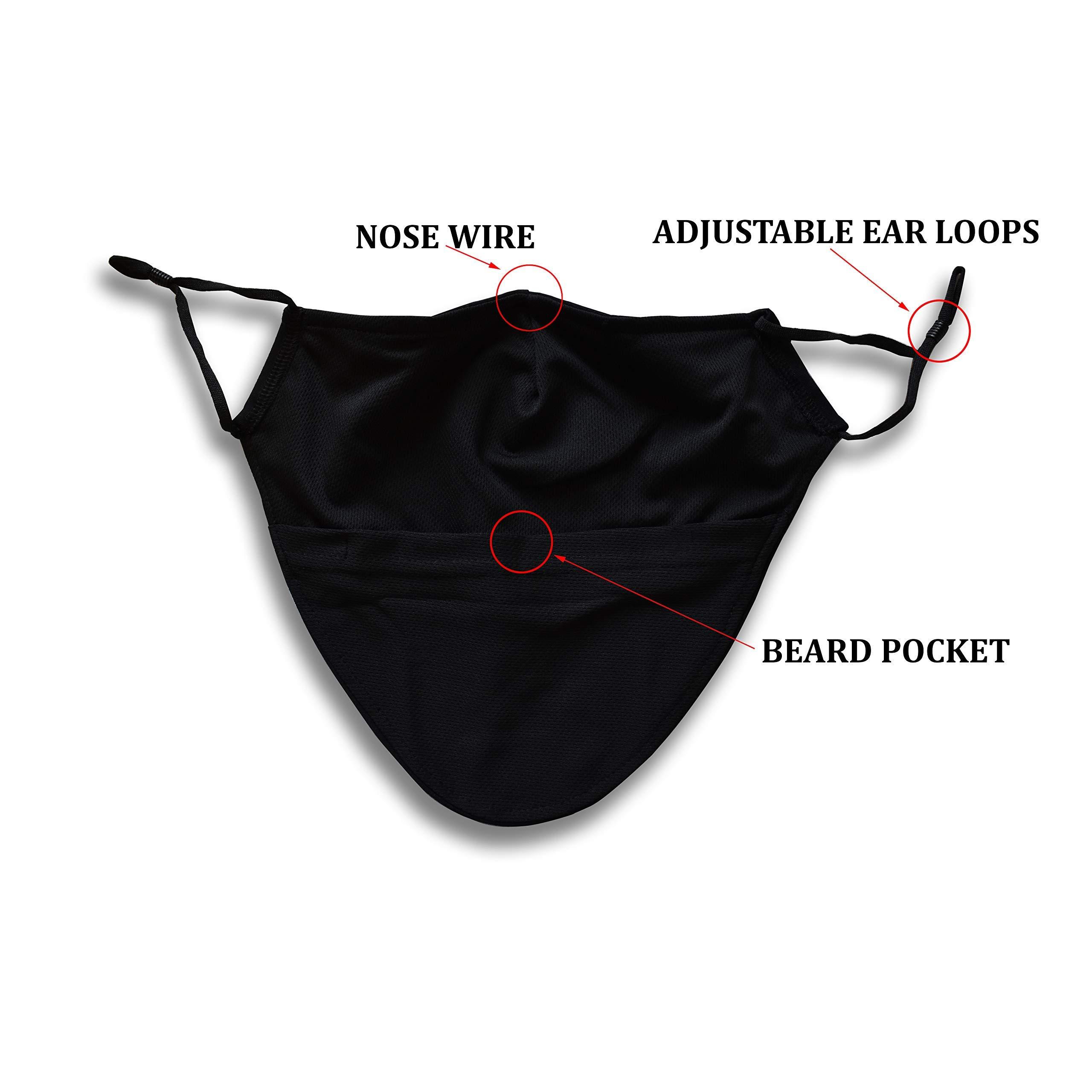 KT Valley Company Beard Face Mask for Men with a Beard, Bearded Men Face Mask, Reusable and Comfortable Beard Mask (Black)