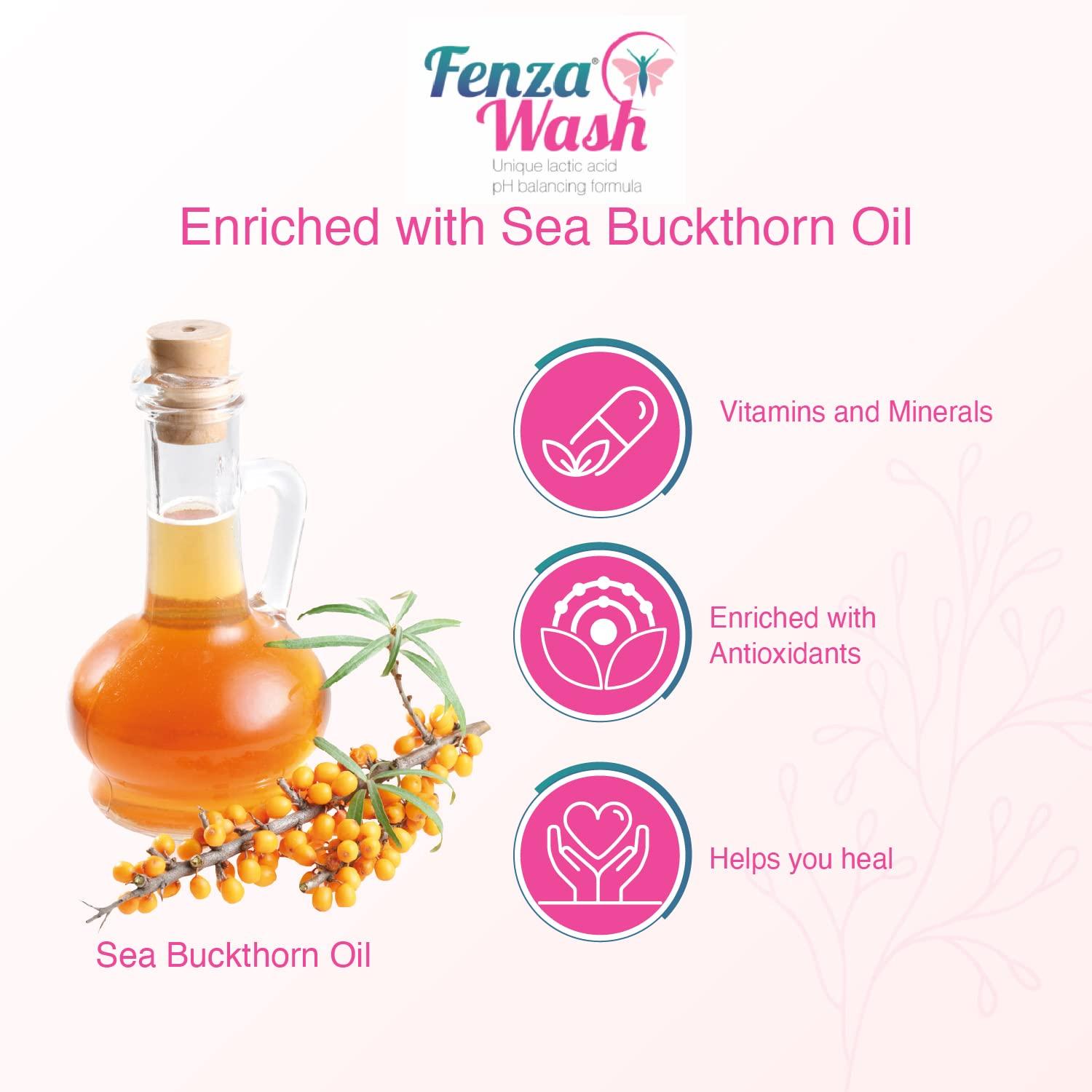 Fenza Fenza Wash Expert Intimate Hygiene Wash, 100 - ml (Pack of 3), Enriched with Tea Tree Oil & Sea Buckthorn Oil, Anti-Bacterial Properties prevents Infections,Itching,Irritation & Dryness.