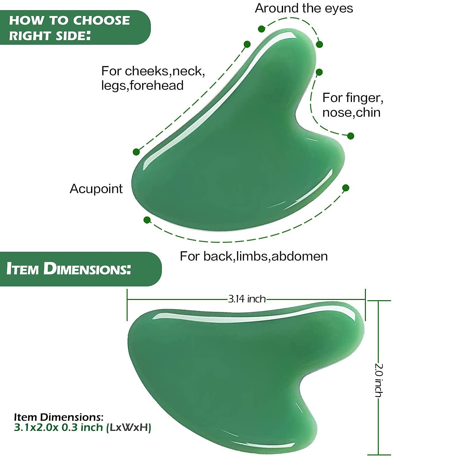 SAMJU SAMJU Premium Jade Roller & Gua Sha Set - Face Roller Massage Tool, Green Aventurine Applicator for Face, Neck and Body Muscle - Relaxing and Stimulating Blood Flow, Relieve Fine Lines & Wrinkles