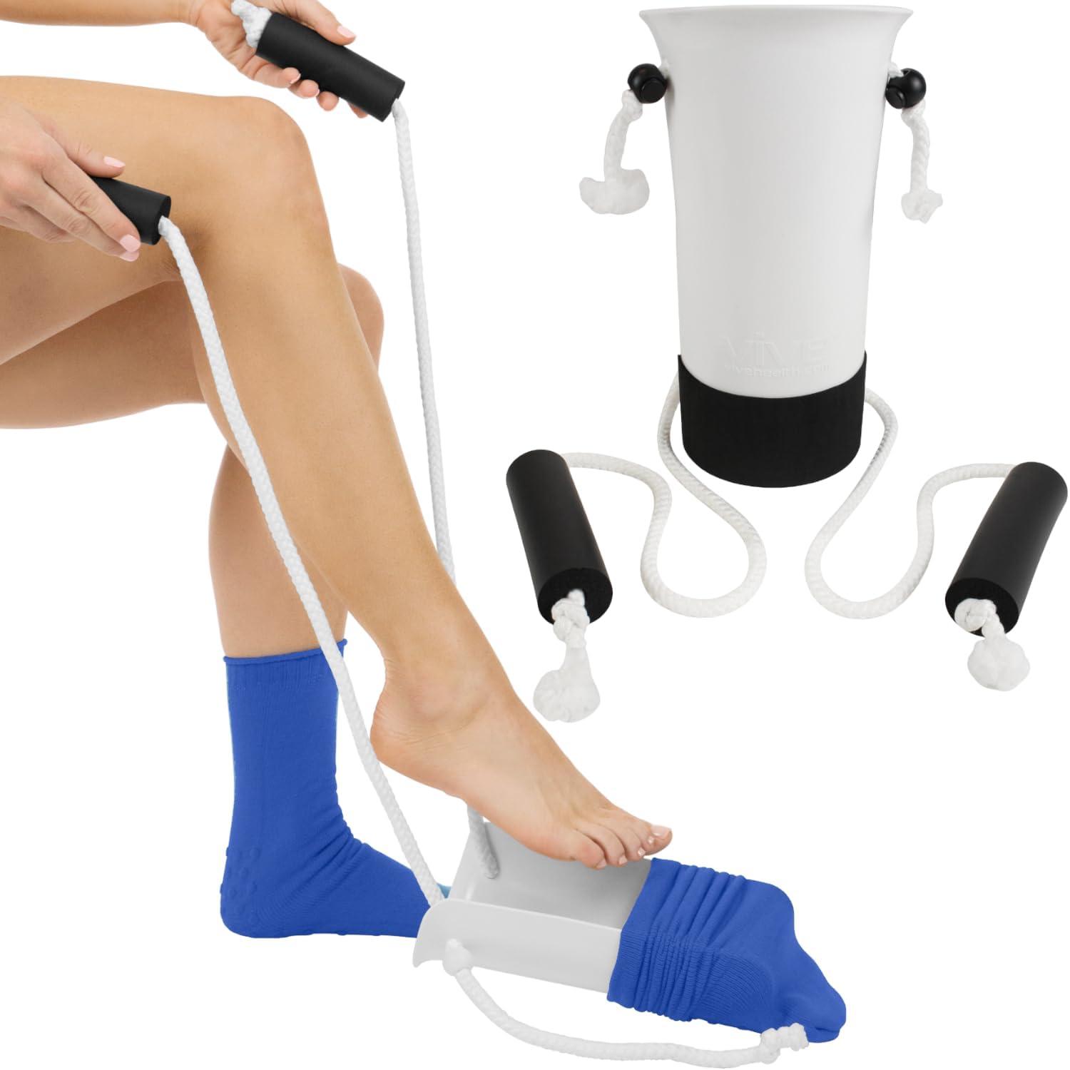 VIVE VIVE Sock Assist Device by Vive - Stocking Puller Assistant Aid - Easy Up Compression Sock Helper Aide Tool - Easy Putting On and Pulling Up Donner for Elderly Senior and Pregnant - Puller Assistance