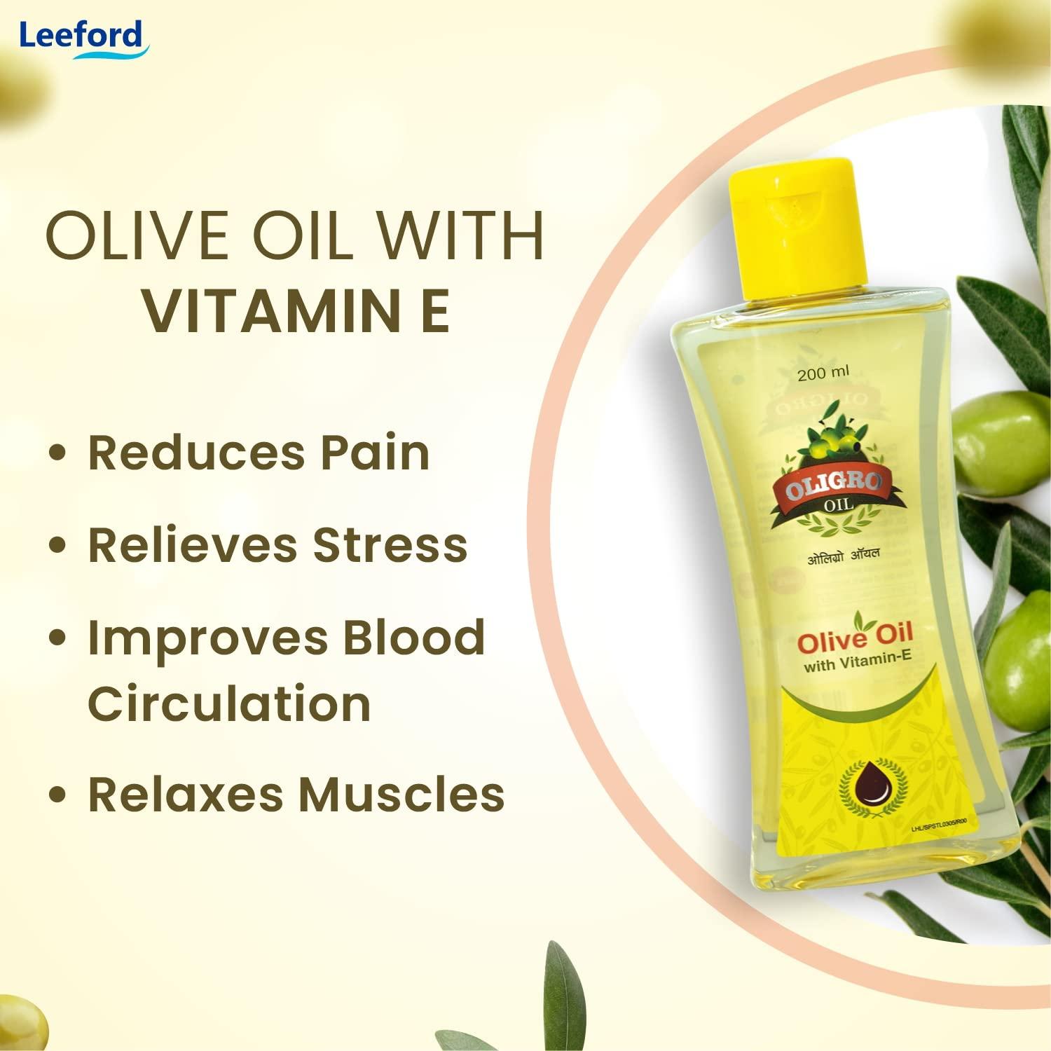 OLIGRO Oligro Body Massage Olive Oil (200ml) - for Body Massage and Hair Care | Goodness of Vitamin E & Sweet Almond Oil |Helps to Nourished and Glowing Skin || Pure & Natural for Both Men & Women