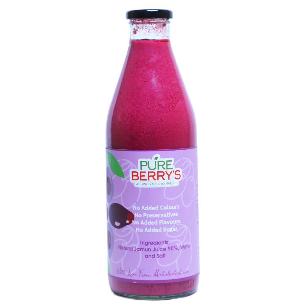 Pure Berry\'s Pureberrys 100% Natural Jamun Juice, Experience the Goodness of Sugar-Free Jamun Juice (Net 1000ml)