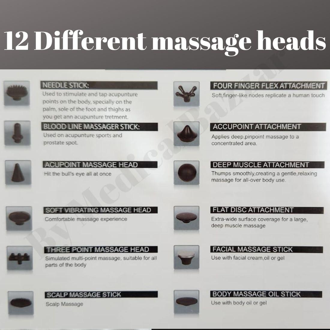 NavaFresh Basics Medical Bazzar Flex Cordless Massage Gun | Deep Tissue Percussion Body Massager Machine For Pain Relief for Men and Women | Touch Display - Percussion Muscle Massage Gun for Full Body, Black