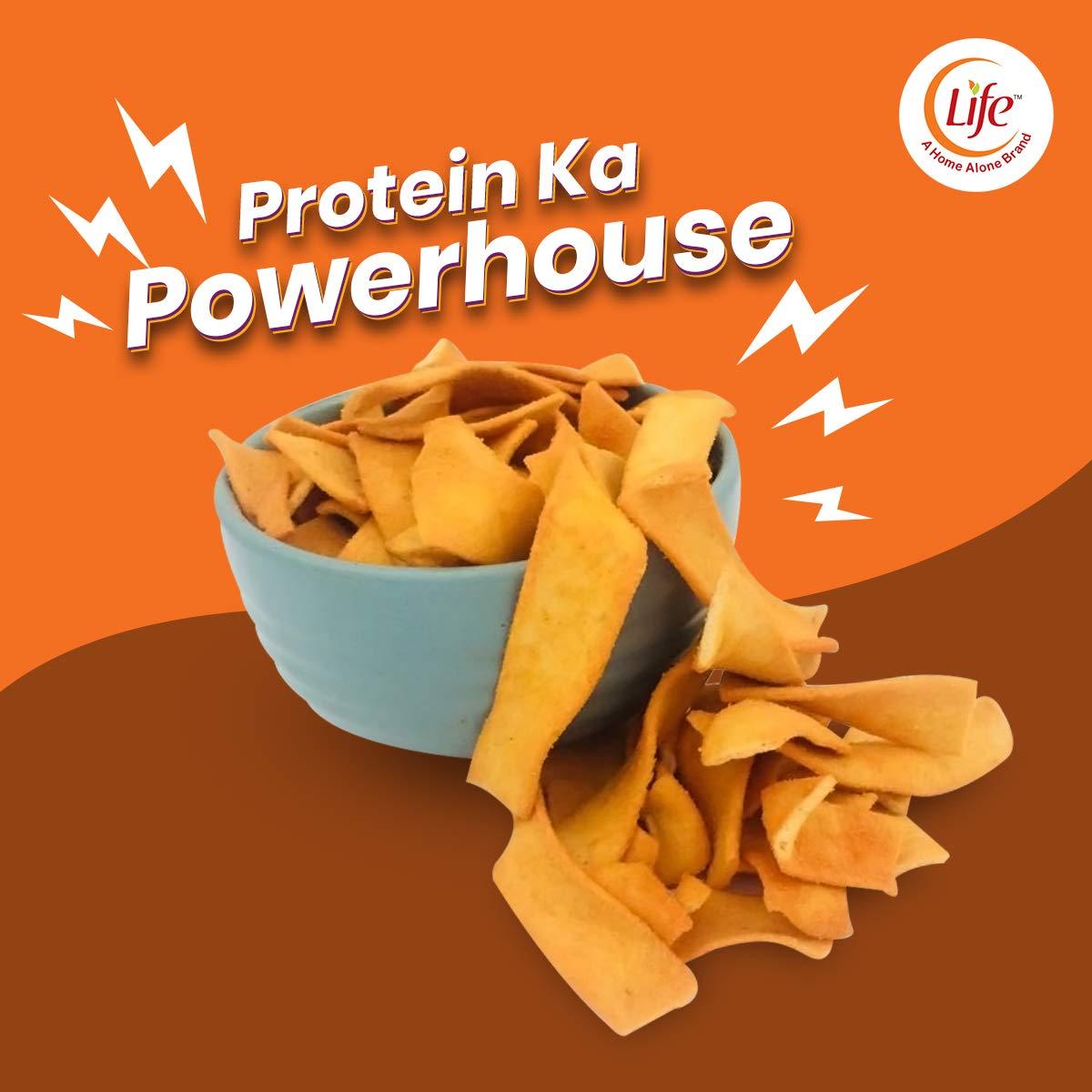 Life Life SOYA Chips Fiber Gluten Free | Schezwan | Flavour (Each-150g) Namkeen & Protein Snack Evening Party Munch Anytime Crunch |Pack of 4| (Combo Pack - 600g)