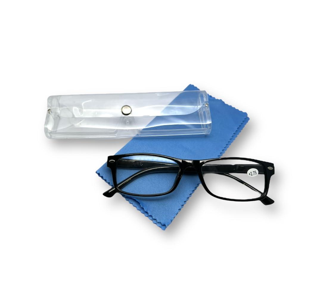 Generic Kishor Opticals| KAKA Reading Frames with Transparent Pouch/Case | Reading Glasses for Men and Women |+1 +1.25 +1.50 +1.75 +2 +2.25 +2.50 +2.75 +3 +3.50 Reading Power Number Glass (BLUE, 3.00)