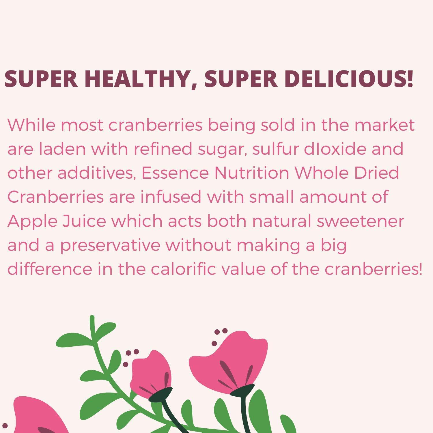 Essence Nutrition Essence Nutrition Whole Dried Cranberries (250 Grams) - Gluten Free, Unsulphured [ Imported From Canada ] - Cranberry Dry Fruit Without Sugar