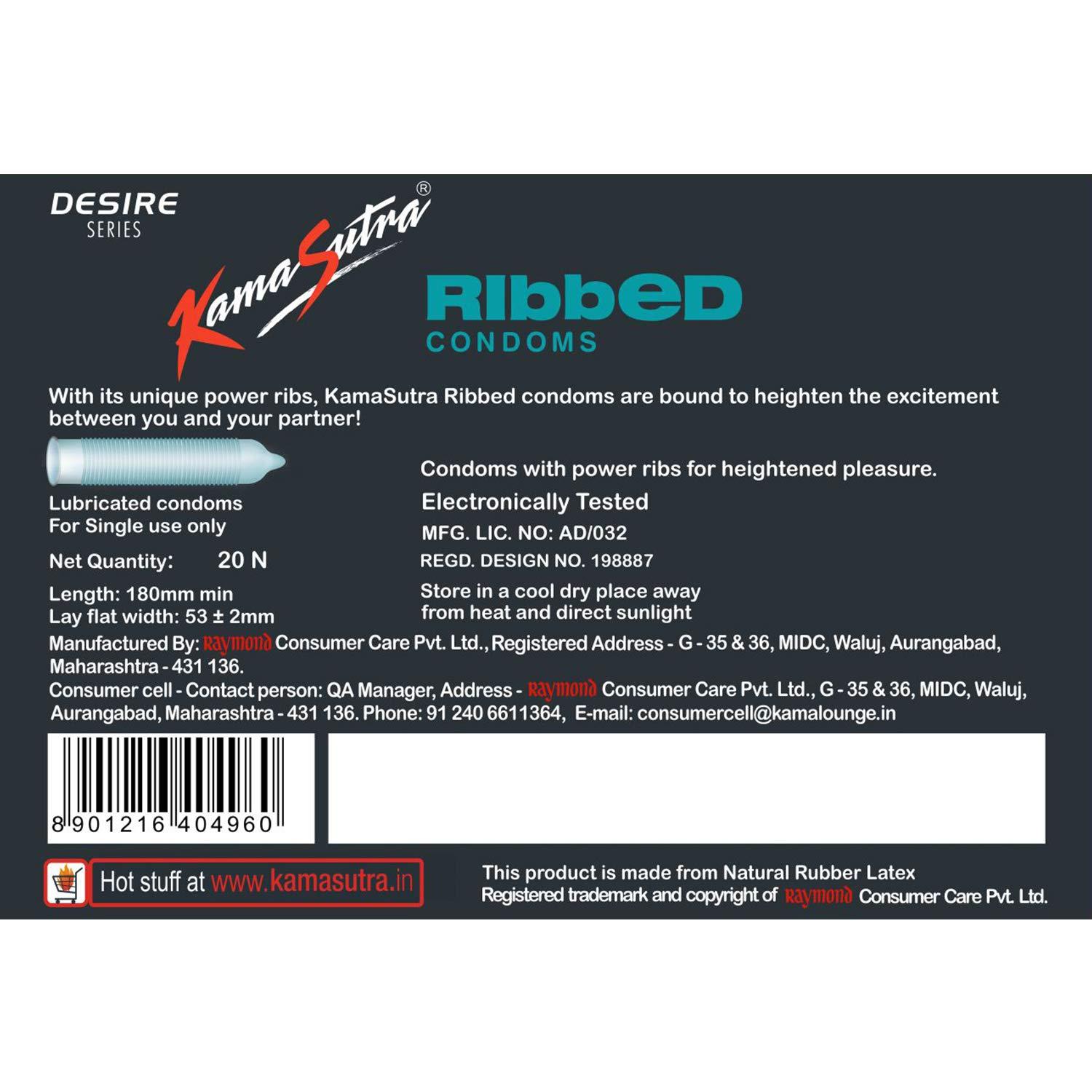 KamaSutra Kamasutra Desire Series Condoms For Men, Unique Power Ribbed Texture, 20 Ribbed Condoms & Condoms For Men, Unique Power Dotted Texture, 20 Dotted Condoms